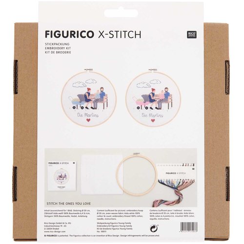 Rico Design Borduurpakket Figurico - Young Familie - 20 cm