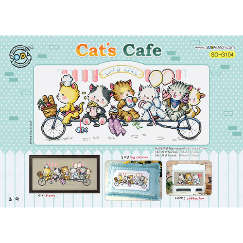 Soda Stitch Borduurpatroon Cat's Cafe - Soda Stitch Soda Stitch Borduurpatroon Cat's Cafe - Soda Stitch