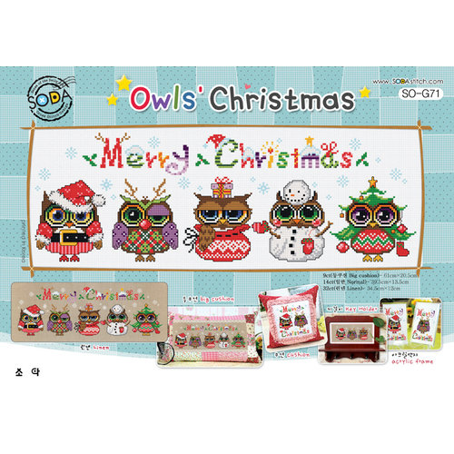 Soda Stitch Borduurpatroon Owls' Christmas - Soda Stitch