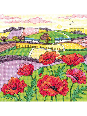 Heritage Crafts Borduurpakket Poppy Landscape - Heritage Crafts Heritage Crafts Borduurpakket Poppy Landscape - Heritage Crafts