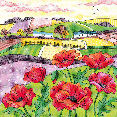 Heritage Crafts Borduurpakket Poppy Landscape - Heritage Crafts Heritage Crafts Borduurpakket Poppy Landscape - Heritage Crafts