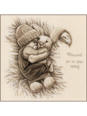 Vervaco Telpakket kit Baby met knuffelkonijn Vervaco Telpakket kit Baby met knuffelkonijn