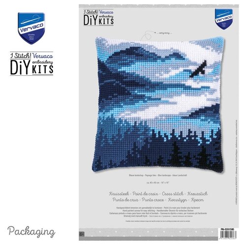 Vervaco Kruissteekkussen kit Blauw landschap