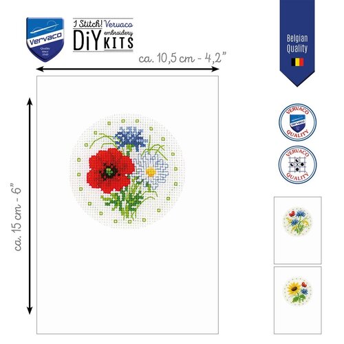 Vervaco Wenskaart kit Veldbloemen set van 3