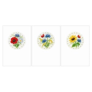 Vervaco Wenskaart kit Veldbloemen set van 3