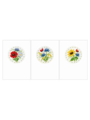 Vervaco Official Wenskaart kit Veldbloemen set van 3 Vervaco Official Wenskaart kit Veldbloemen set van 3