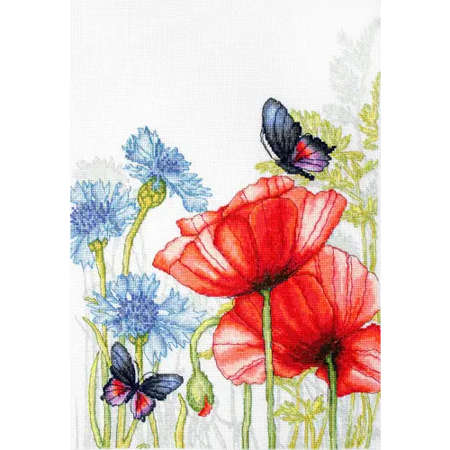 Luca-S Borduurpakket Poppies and Butterflies - Luca-S