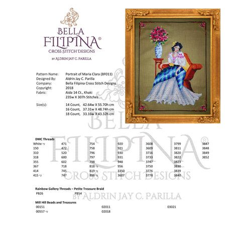 Bella Filipina Designs Speciale Materialen Portrait of Maria Clara - Bella Filipina Designs