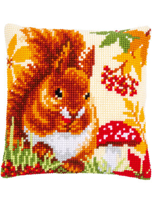 Vervaco Kruissteekkussen kit Eekhoorn in de herfst