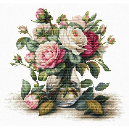 Luca-S Borduurpakket Vase with Roses - Luca-S