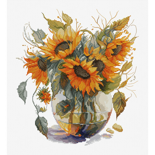 Luca-S Borduurpakket Vase with Sunflower - Luca-S