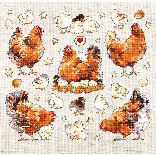 Leti Stitch Borduurpakket Pied Hens - Leti Stitch Leti Stitch Borduurpakket Pied Hens - Leti Stitch
