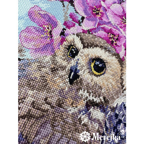 Merejka Borduurpakket Two Owls in Spring Blossom - Merejka