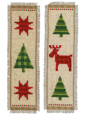 Vervaco Bladwijzer kit Geruite kerstbomen set van 2