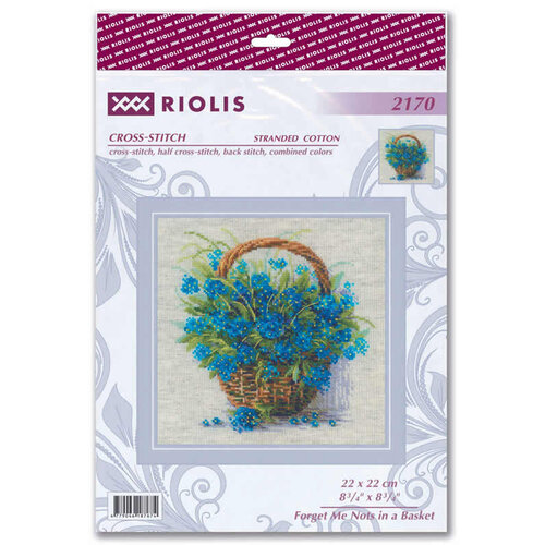 RIOLIS Borduurpakket Forget Me Nots in a Basket - RIOLIS