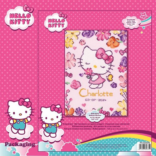 Vervaco Telpakket kit Hello Kitty Delicate Flowers