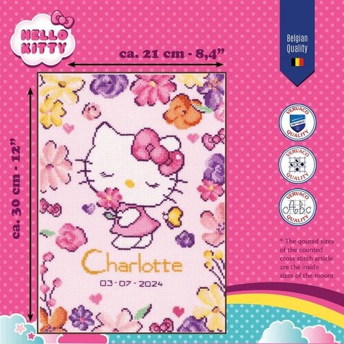 Vervaco Telpakket kit Hello Kitty Delicate Flowers