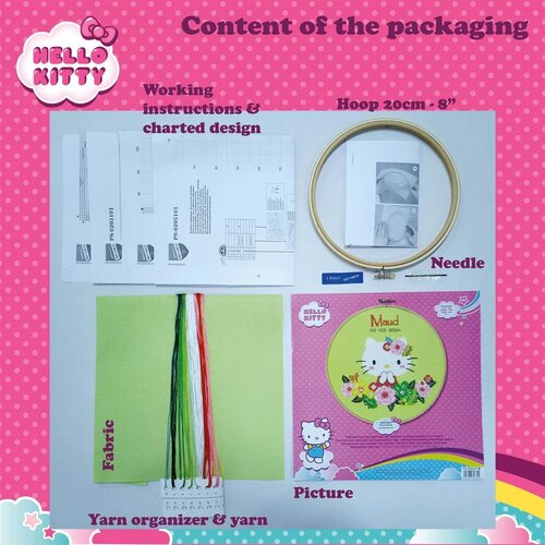 Vervaco Telpakket kit Hello Kitty Green Floral