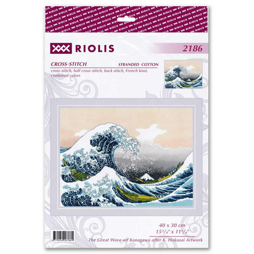 RIOLIS Borduurpakket The Great Wave off Kanagawa after K. Hokusai Artwork - RIOLIS