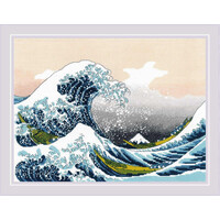 Borduurpakket The Great Wave off Kanagawa after K. Hokusai Artwork - RIOLIS