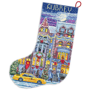 Leti Stitch Borduurpakket Winter Townhouse Stocking - Leti Stitch