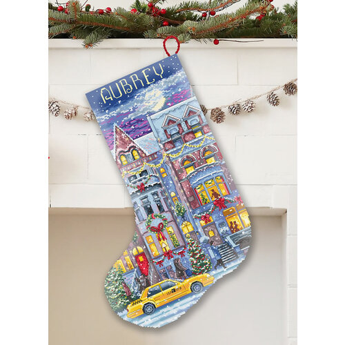 Leti Stitch Borduurpakket Winter Townhouse Stocking - Leti Stitch