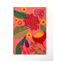 Borduurpakket Studio Koekoek - Zomerbloemen op koraal gekleurde stof – A4 formaat project