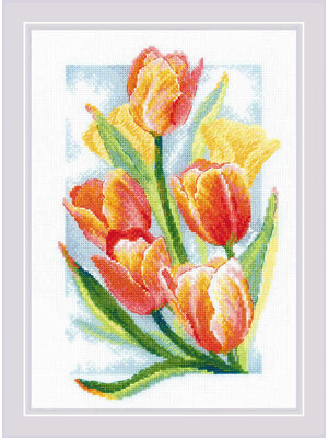 RIOLISf Borduurpakket Spring Glow - Tulips - RIOLIS RIOLISf Borduurpakket Spring Glow - Tulips - RIOLIS