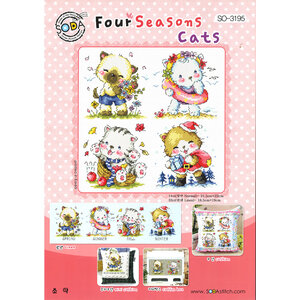 Soda Stitch Borduurpatroon Four Seasons Cats - Soda Stitch