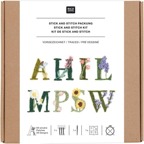 Rico Design Vrij Borduren Borduurpakket - Stick & Stitch Kit Floral Alphabet