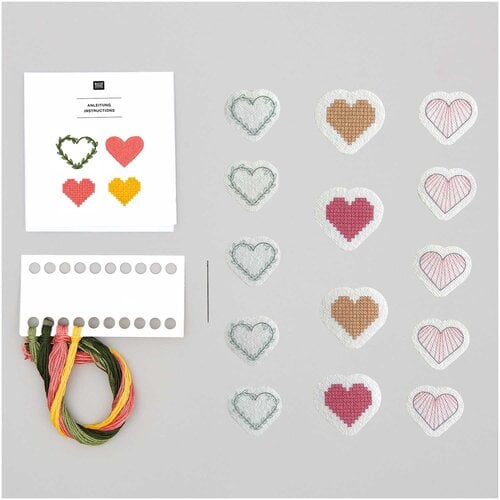 Rico Design Vrij Borduren Borduurpakket - Stick & Stitch Kit Pixel Art Hearts