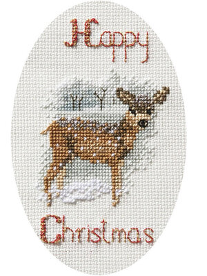 Bothy Threads Borduurpakket Christmas Card - Deer in a Snowstorm - Derwentwater Designs