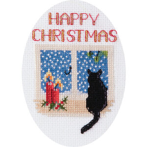 Bothy Threads Borduurpakket Christmas Card - Christmas Cat - Bothy Threads