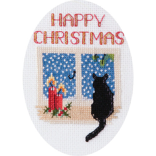 Bothy Threads Borduurpakket Christmas Card - Christmas Cat - Bothy Threads