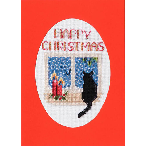 Bothy Threads Borduurpakket Christmas Card - Christmas Cat - Bothy Threads