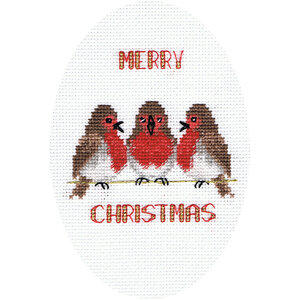Bothy Threads Borduurpakket Christmas Card - Robin Trio - Bothy Threads