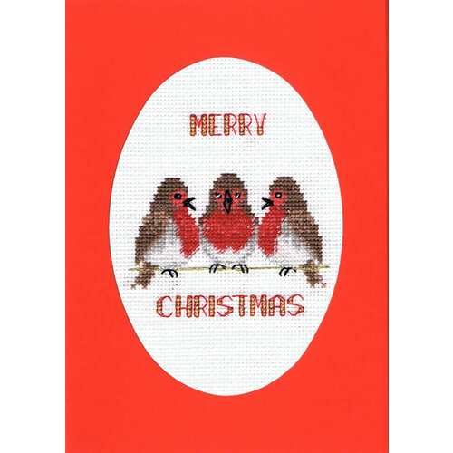 Bothy Threads Borduurpakket Christmas Card - Robin Trio - Bothy Threads