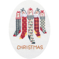 Borduurpakket Christmas Card - Christmas Stockings - Derwentwater Designs
