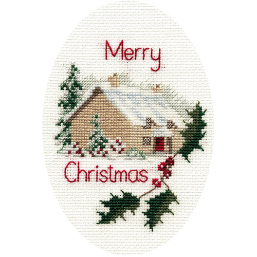 Bothy Threads Borduurpakket Christmas Card - Christmas Cottage  - Bothy Threads