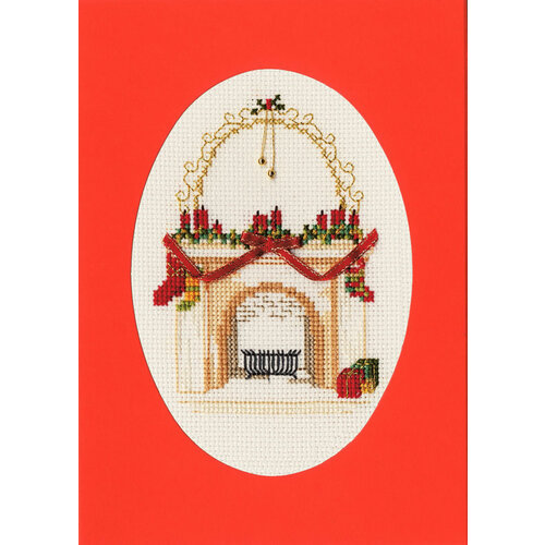 Bothy Threads Borduurpakket Christmas Card - Fireplace  - Bothy Threads