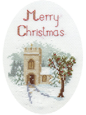 Bothy Threads Borduurpakket Christmas Card - The Church  - Bothy Threads