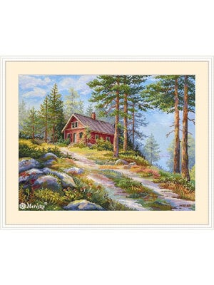 Merejka Borduurpakket Red Cabin in the Woods - Merejka