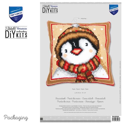 Vervaco Kruissteekkussen kit Pinguin