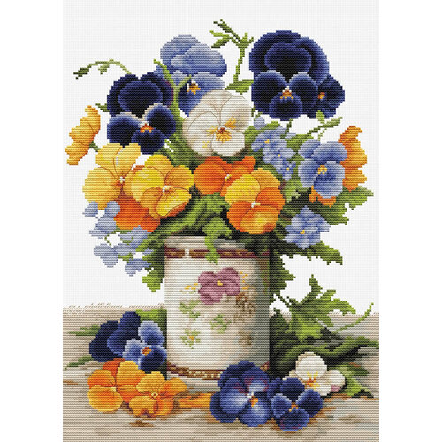 Luca-S Borduurpakket Pansies Bouquet - Luca-S