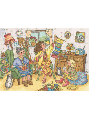 Bothy Threads Borduurpakket Wendy Brown - Knit And Natter - Bothy Threads