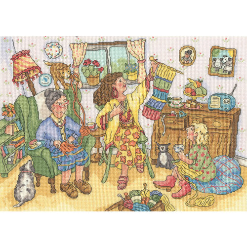 Bothy Threads Borduurpakket Wendy Brown - Knit And Natter - Bothy Threads Bothy Threads Borduurpakket Wendy Brown - Knit And Natter - Bothy Threads