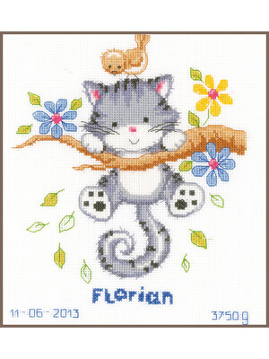 Vervaco Telpakket kit Spelende kitten blauw