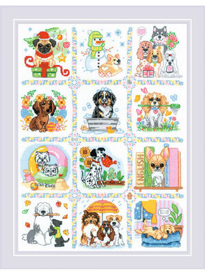 RIOLISf Borduurpakket Dog Calendar - RIOLIS