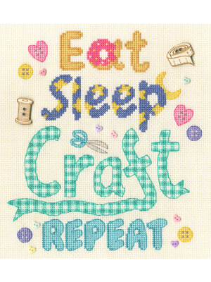 Bothy Threads Borduurpakket Bothy Designs - Eat, Sleep, Craft, Repeat - Bothy Threads Bothy Threads Borduurpakket Bothy Designs - Eat, Sleep, Craft, Repeat - Bothy Threads
