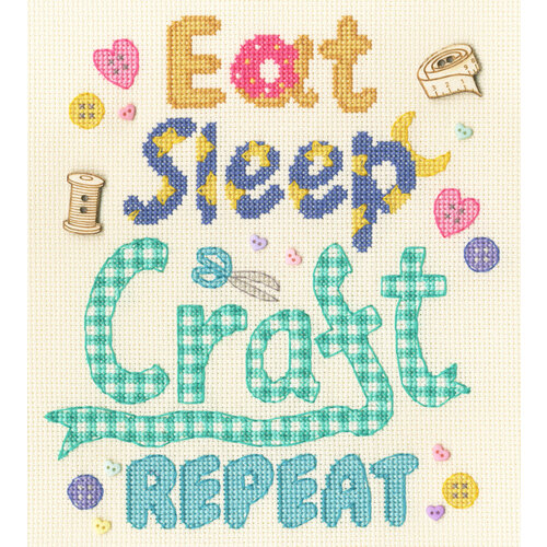 Bothy Threads Borduurpakket Bothy Designs - Eat, Sleep, Craft, Repeat - Bothy Threads Bothy Threads Borduurpakket Bothy Designs - Eat, Sleep, Craft, Repeat - Bothy Threads
